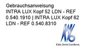 KaVo INTRA LUX 52 LDN Gebrauchsanweisung