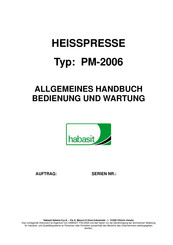 Habasit PM-2006 Allgemeines Handbuch Bedienung Und Wartung