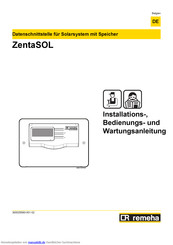 REMEHA ZentaSOL Installations-, Bedienungs- Und Wartungsanleitung