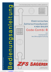 ZFS SAGERER Code-Combi B Bedienungsanleitung