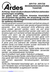 ARDES AR1T30 Bedienungsanleitung