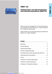 MSR 165 Ergänzungen Und Abweichungen Zum Benutzerhandbuch