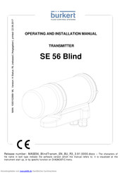 Burkert SE 56 Blind Bedienungs- Und Installationsanleitung