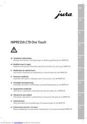 Jura IMPRESSA C70 One Touch Wichtige Informationen Und Ergänzungen Zur Bedienungsanleitung