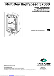 Hanskamp MultiDos HighSpeed 37000 Series Installation Und Betriebsanleitung