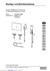Franke Protronic A3000open Montage- Und Betriebsanleitung