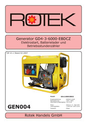 Rotek GD4-3-6000-EBDCZ Elektrostart, Batterielader Und Betriebsstundenzähler