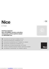 Nice ETWI Installierungs-Und Gebrauchsanleitungen Und Hinweise