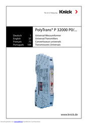 Knick PolyTrans P 32000 P0 Serie Handbuch
