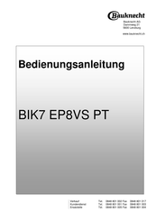 Bauknecht BIK7 EP8VS PT Bedienungsanleitung