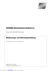WAREMA C 93 A8 Bedienungs- Und Wartungsanleitung