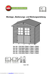 Weka Holzbau 218.2421.70041 Montage-, Bedienungs- Und Wartungsanleitung