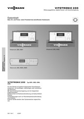 Viessmann Vitotronic 200 Series Datenblatt Pdf Herunterladen Manualslib